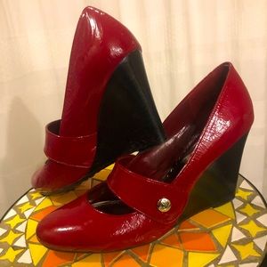 Red BCBG Wedged Heels Size 8 1/2